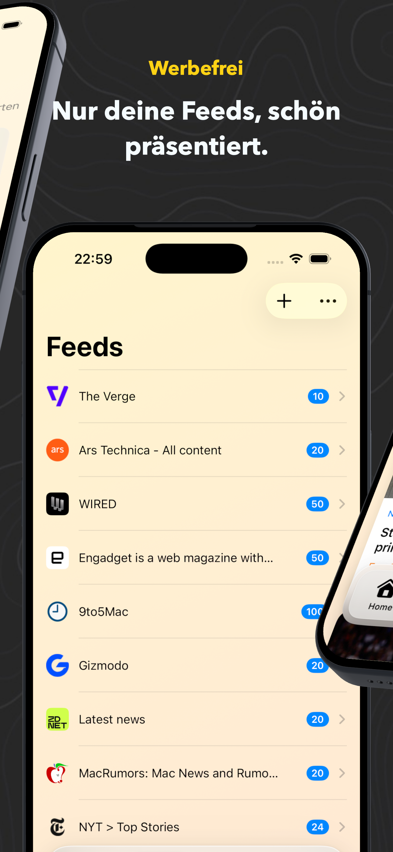 Wave Reader – Feeds-Übersicht werbefrei
